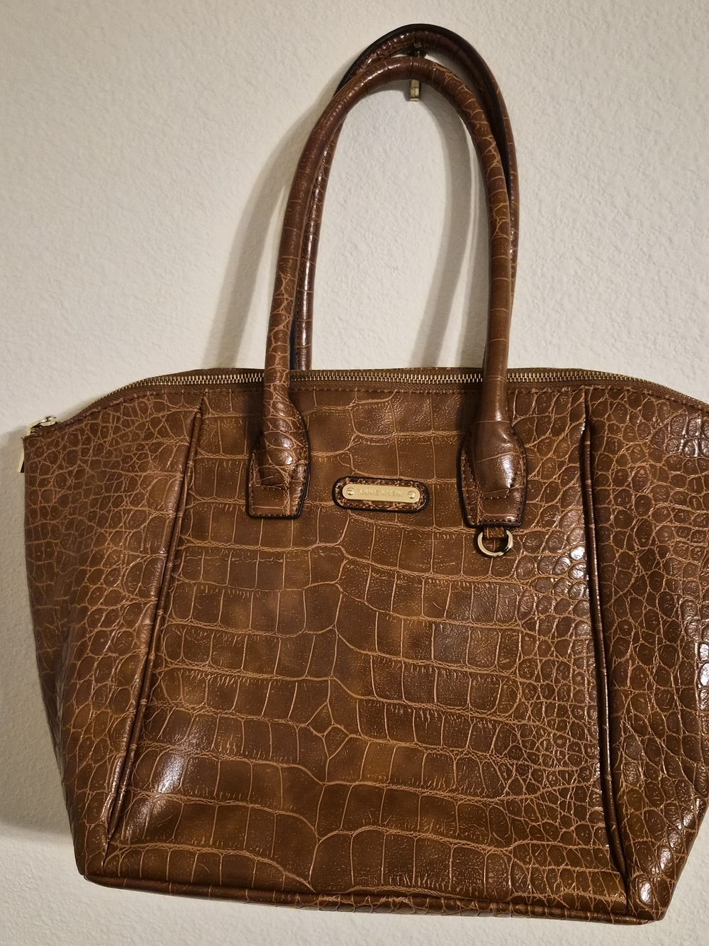 Anne Klein Women's Croc-Embossed Tote Bag in Brown